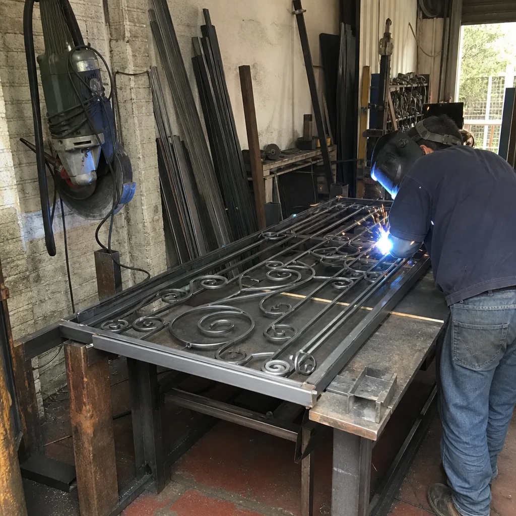 Professional welder performing custom gate fabrication and metal repair services in New York City, NY